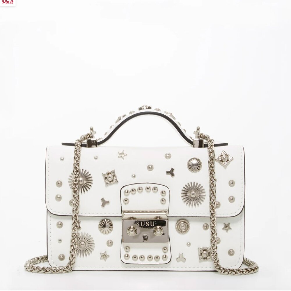 SUSU The Hollywood White Leather Crossbody Bag